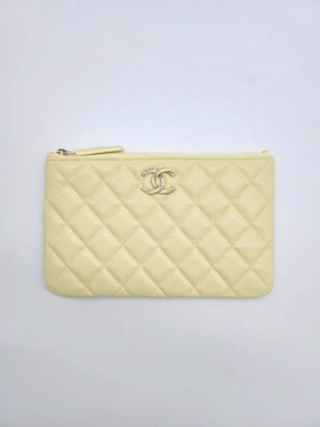 Season CC logo small pouch caviar light yellow AP3344 - CHANEL - BALAAN 3