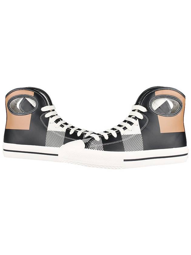 Porthole Detail Check High Top Sneakers - BURBERRY - 3