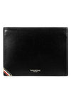 Three Stripes Logo Corner Passport Wallet Black - THOM BROWNE - BALAAN.