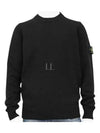 Logo Patch Lambswool Crewneck Knit Top Black - STONE ISLAND - BALAAN 2