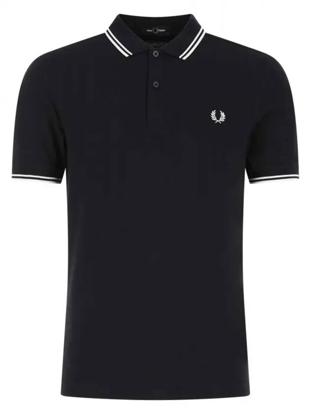 Twin Tip Logo Short Sleeve PK Shirt Navy - FRED PERRY - BALAAN 1