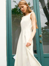 Women's ARMIS Square Neck Sleeveless Flared Long Dress Ivory - AME - BALAAN 7