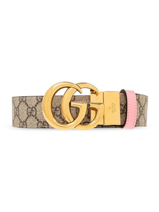 GG Marmont Reversible Leather Belt Beige Pink - GUCCI - BALAAN 1