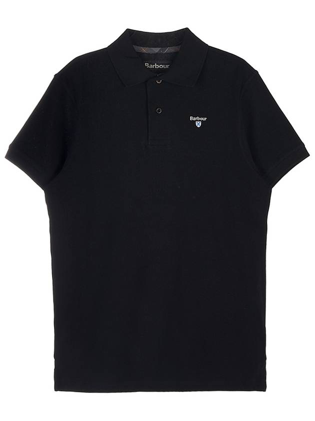 Tartan Pique Short Sleeve Polo Shirt Black - BARBOUR - BALAAN 11