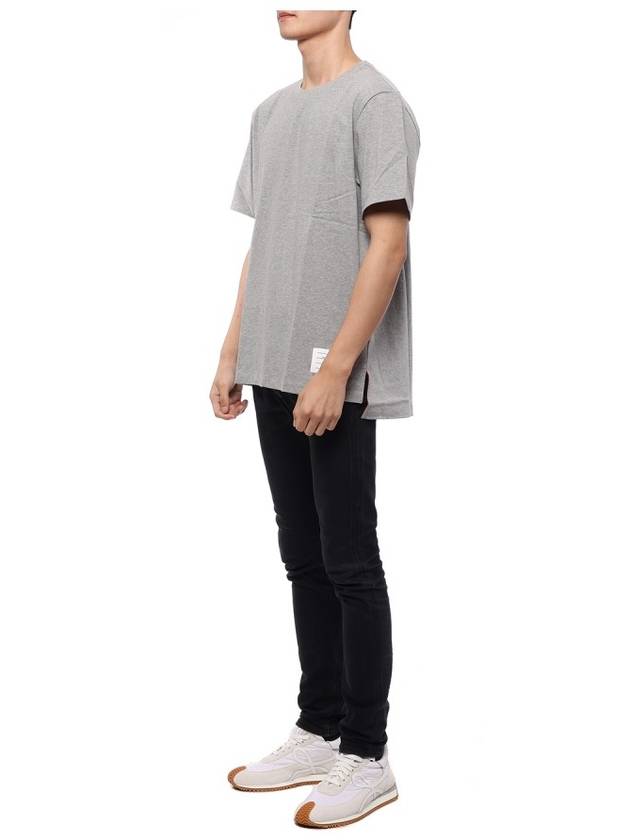 Men's Side Slit Relaxed Short Sleeve T-Shirt Light Grey - THOM BROWNE - BALAAN 5