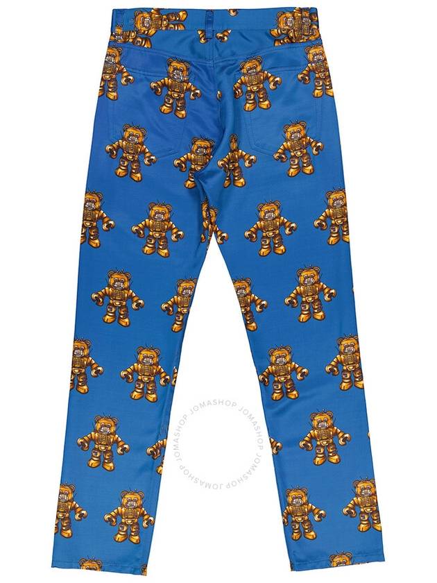 Moschino Men's Blue Allover Robot Bear Print Trousers, Brand Size 44 (Waist Size 29") - MOSCHINO - BALAAN 2