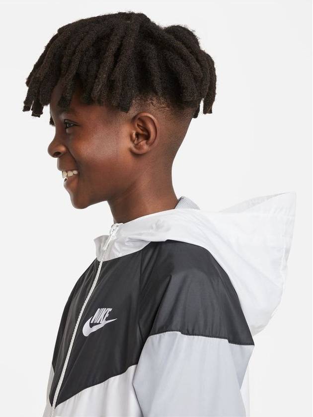 Kids Loose Hip-Length Hooded Jacket White - NIKE - BALAAN 4