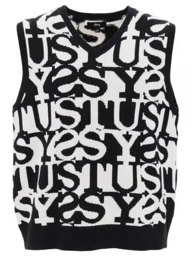 117192 IVORY STACKED Sweater Vest - STUSSY - BALAAN 1