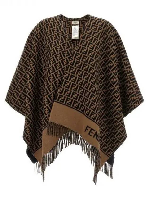 FF jacquard wool cashmere cape - FENDI - BALAAN 1