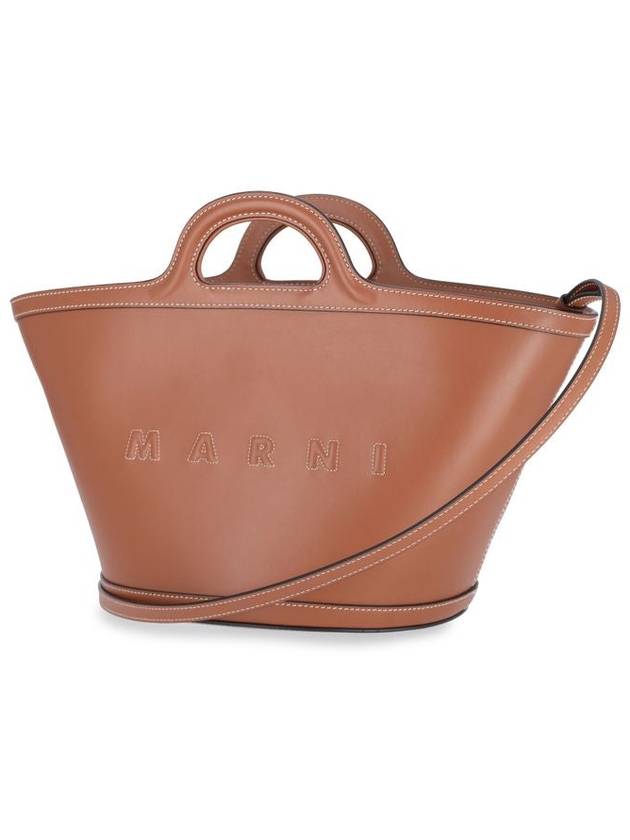 Tropicalia Small Leather Tote Bag Brown - MARNI - BALAAN 4