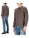 Intarsia Stitch Crew Neck Merino Wool Knit Top Brown - THOM BROWNE - BALAAN 2