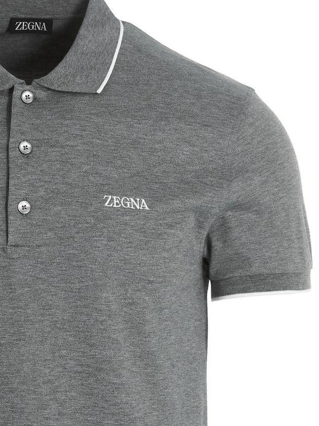 Zegna Logo Embroidery Polo Shirt - ERMENEGILDO ZEGNA - BALAAN 3