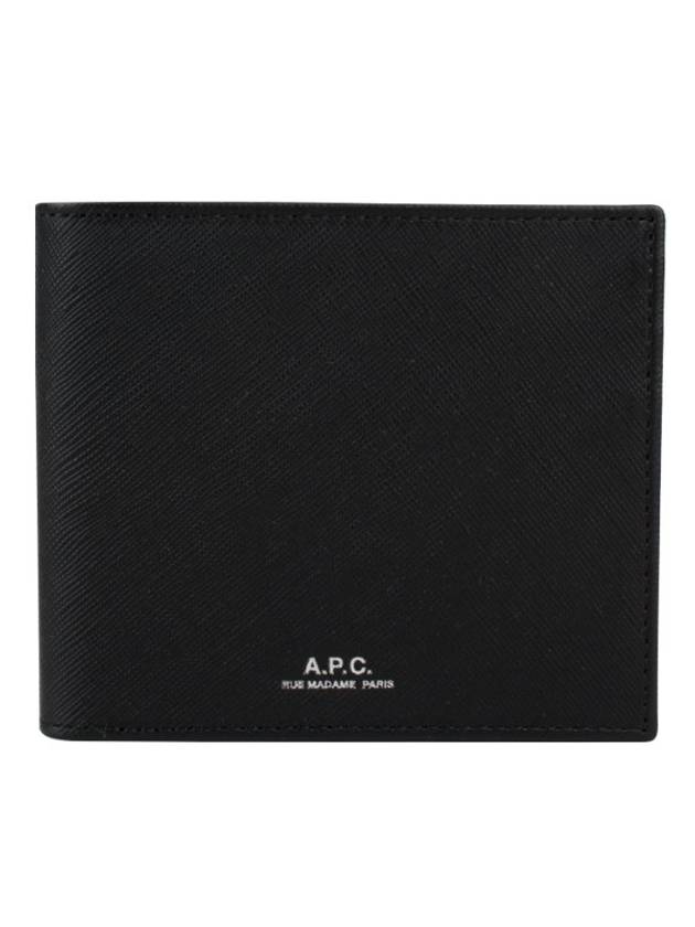 Aly Saffiano Logo Half Wallet Black - A.P.C. - BALAAN 1