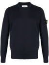 Wappen Patch Cotton Knit Top Navy - STONE ISLAND - BALAAN 1