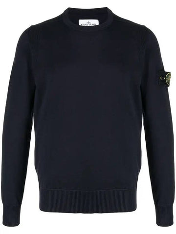 Wappen Patch Cotton Knit Top Navy - STONE ISLAND - BALAAN 1