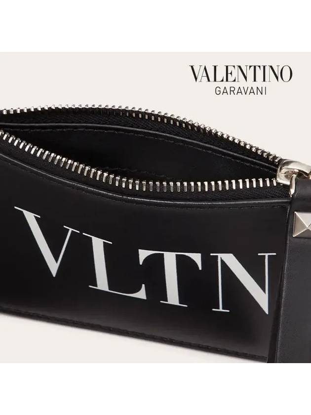 VLTN logo strap coin zipper card wallet black - VALENTINO - BALAAN.