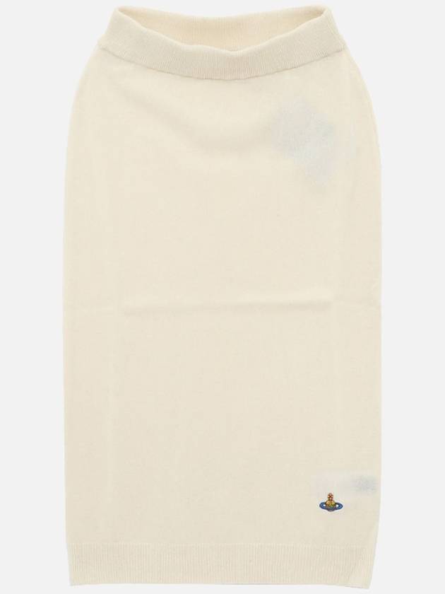 Women's Embroidered Logo Wool Pencil Skirt Ivory - VIVIENNE WESTWOOD - BALAAN 4