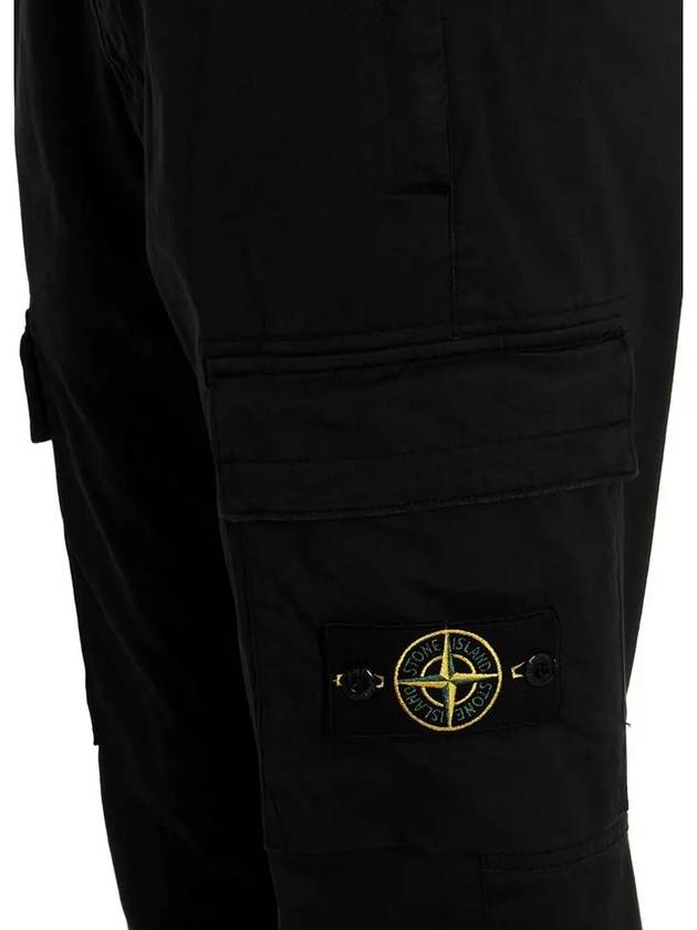 Stretch Cotton Wool Satin Cargo Pants Black - STONE ISLAND - BALAAN 5