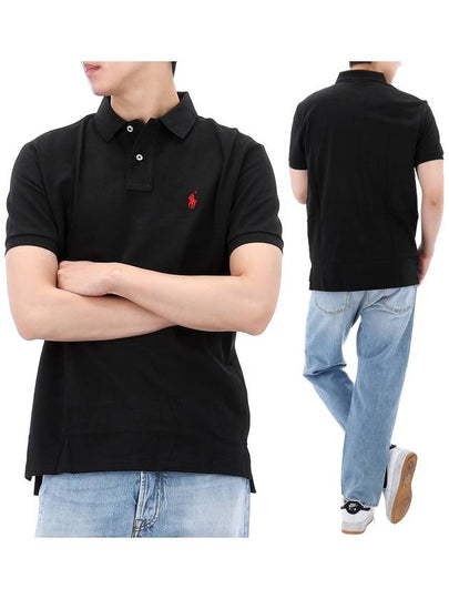 Men's Red Embroidered Logo Polo Shirt Black - POLO RALPH LAUREN - BALAAN 2