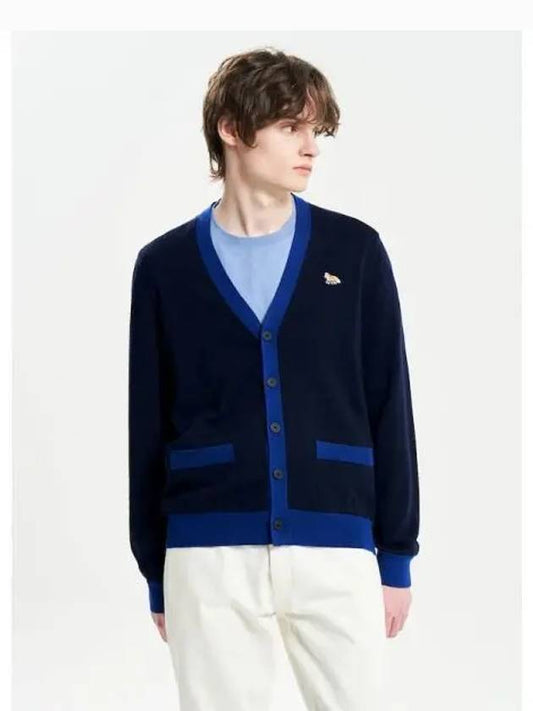 Men s Fox Patch Color Scheme Spring Fall Cardigan Ink Blue Domestic Product GM0024022162153 - MAISON KITSUNE - BALAAN 1