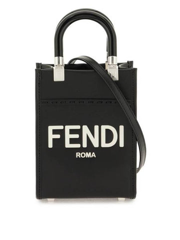 Sunshine Logo Shopper Leather Mini Bag Black - FENDI - BALAAN 1