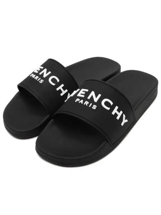 Logo Rubber Slide Slippers Black - GIVENCHY - BALAAN 2