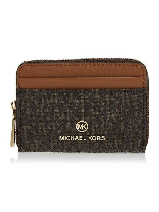 Jet Set Small Logo Card Wallet Brown - MICHAEL KORS - BALAAN 1