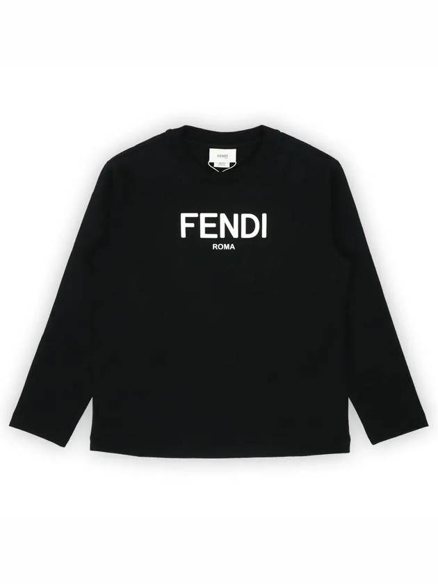 Kids Logo Print Long Sleeve T-Shirt Black - FENDI - BALAAN 2