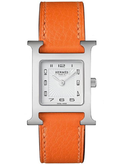 H Heure 25MM Leather Watch Orange - HERMES - BALAAN 2