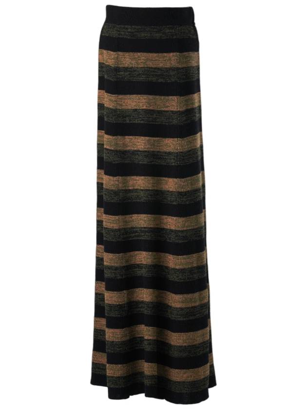 Striped Rib Merino Wool Maxi A-Line Skirt - GANNI - BALAAN 2