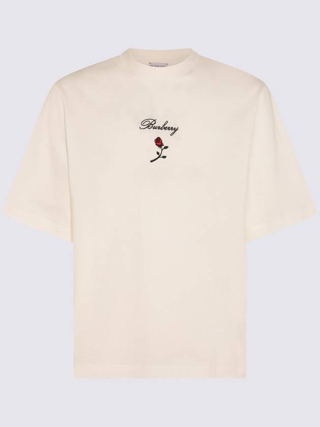 Rose Embroidered Logo Short Sleeve T-shirt White - BURBERRY - BALAAN 5