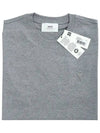 Embroidered Logo Cotton Short Sleeve T-Shirt Grey - AMI - BALAAN 5