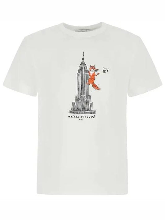 Olly Empire Fox Printing Round Short Sleeve T-Shirt White - MAISON KITSUNE - BALAAN 1