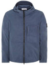 Men's Wappen Patch Supima Cotton Hooded Jacket Dark Blue - STONE ISLAND - BALAAN 2