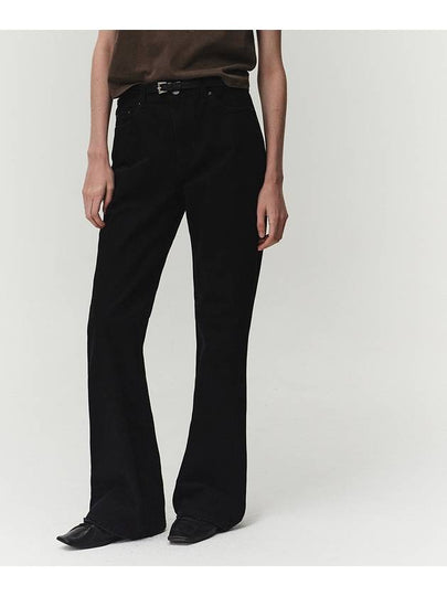 Destroyed Flare Denim Wide Pants Black - NOIRER FOR WOMEN - BALAAN 2