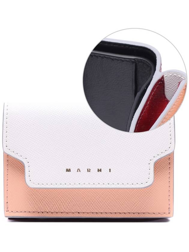 Saffiano Color Block Tri-Fold Half Wallet White - MARNI - BALAAN 2