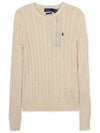 Embroidered Logo Pony Cable Knit Top Cream - POLO RALPH LAUREN - BALAAN 4