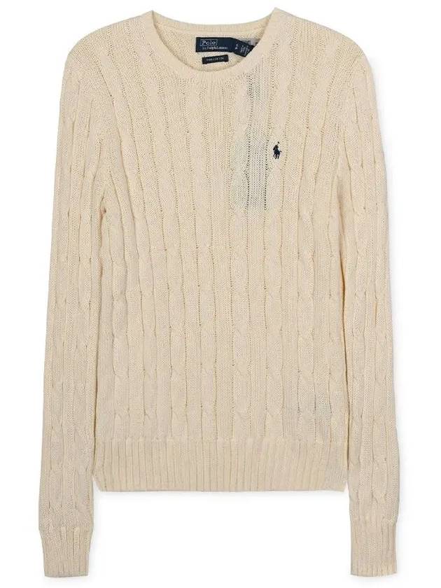 Embroidered Logo Pony Cable Knit Top Cream - POLO RALPH LAUREN - BALAAN 4