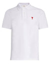 Small Heart Logo Polo Shirt White - AMI - BALAAN 2