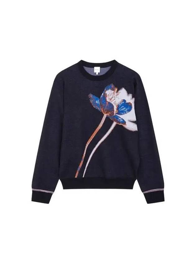 Flower graphic crewneck sweater dark navy - PAUL SMITH - BALAAN 1