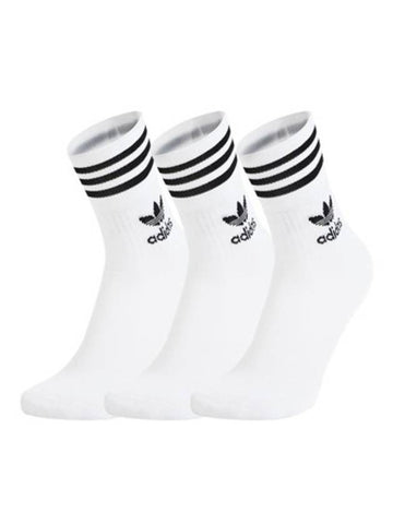 Original Mid Cut Crew Socks 3 Pack White - ADIDAS - BALAAN 1