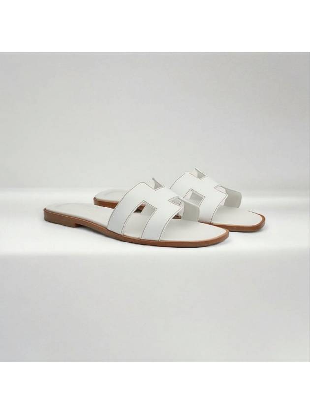 Oran Calfskin Slippers Blanc - HERMES - BALAAN 6