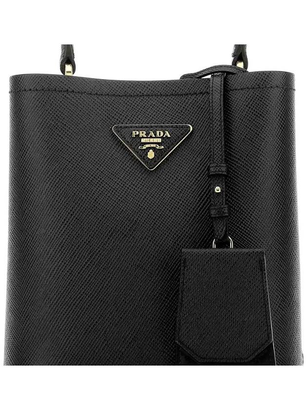 Panier Saffiano Leather Small Tote Bag Black - PRADA - BALAAN 5