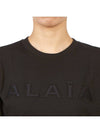 Logo Print Crew Neck Cotton Short Sleeve T-Shirt Black - ALAIA - BALAAN 9