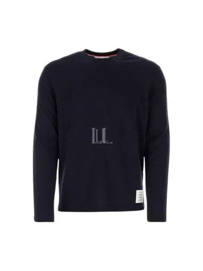 4 Bar Jersey Stretch Wool Knit Top Navy - THOM BROWNE - BALAAN 2