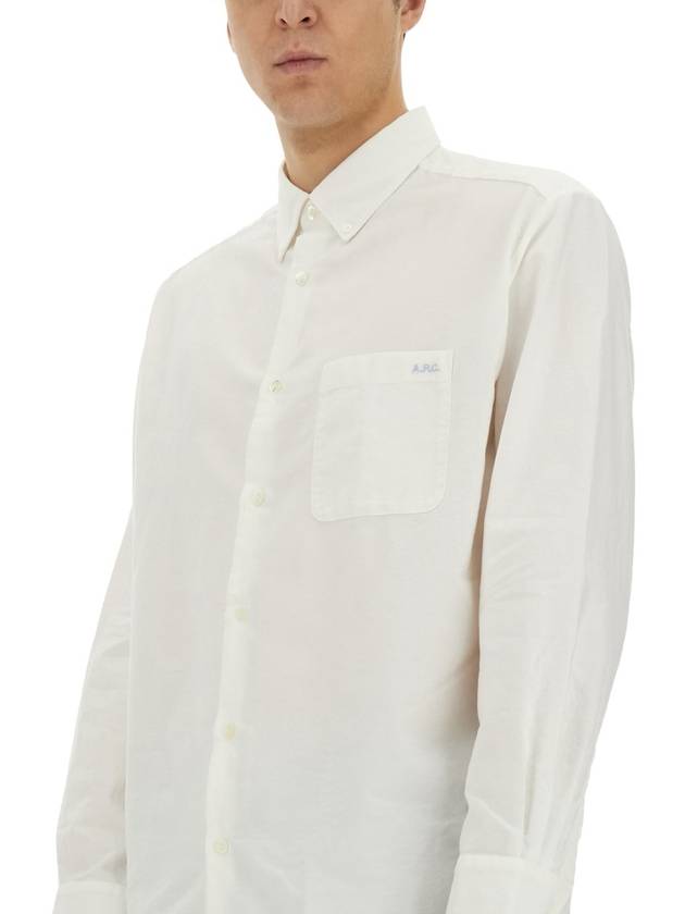 Mateo Logo Long Sleeve Shirt White - A.P.C. - BALAAN 5