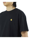 Men's Chase Mini Embroid Logo Short Sleeve T-Shirt Black - CARHARTT WIP - BALAAN 8