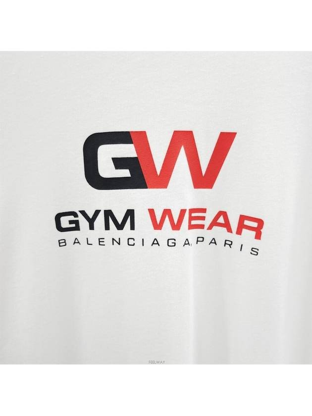 Lux You M White Gym Logo Printing Short Sleeve T Shirt - BALENCIAGA - BALAAN 4