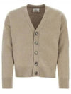 V-Neck Knit Wool Cashmere Cardigan Beige - AMI - BALAAN 2