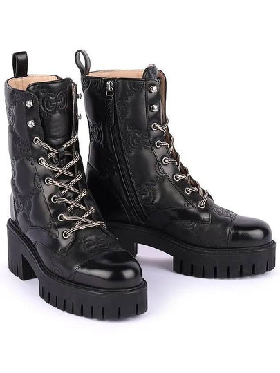 GG quilted lace-up walker boots black - GUCCI - BALAAN 2